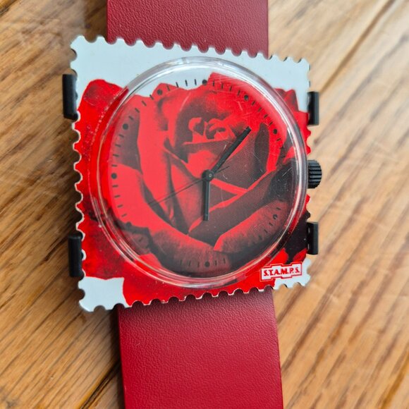 S.T.A.M.P.S Watch Red Rose Untested Nature Wearable Art - Picture 2 of 12